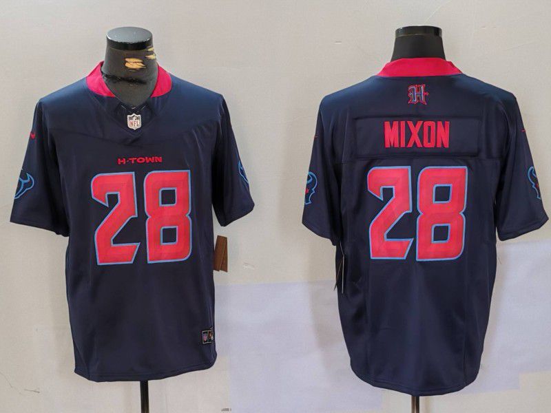 Men Houston Texans 28 Mixon Black Three generations 2025 Nike Limited NFL Jersey style 1
